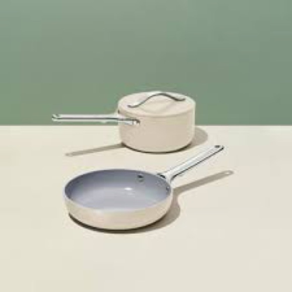 Caraway Home 2pc Nonstick Ceramic Mini Fry Pan and Mini Sauce Pan Set Off-White